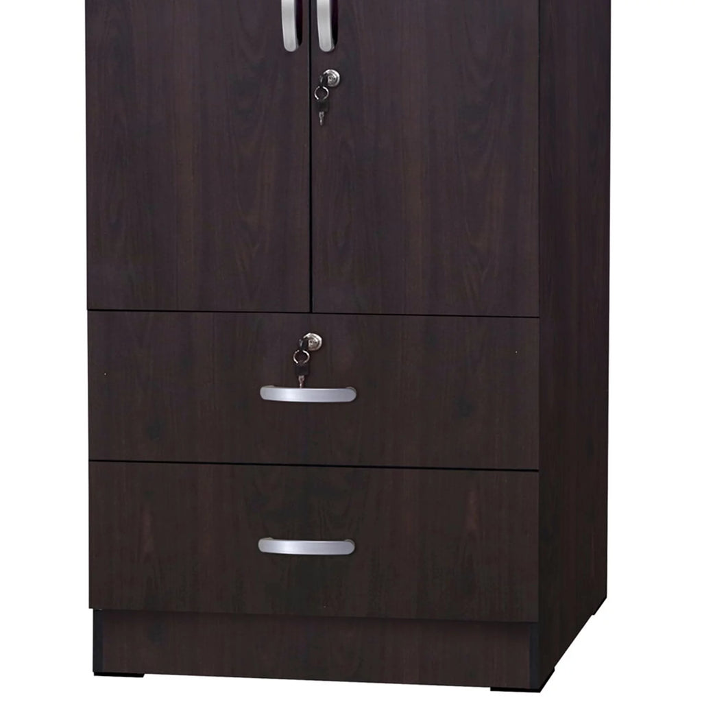 Wood 2-Door Wardrobe Armoire with 2-Drawers A810107