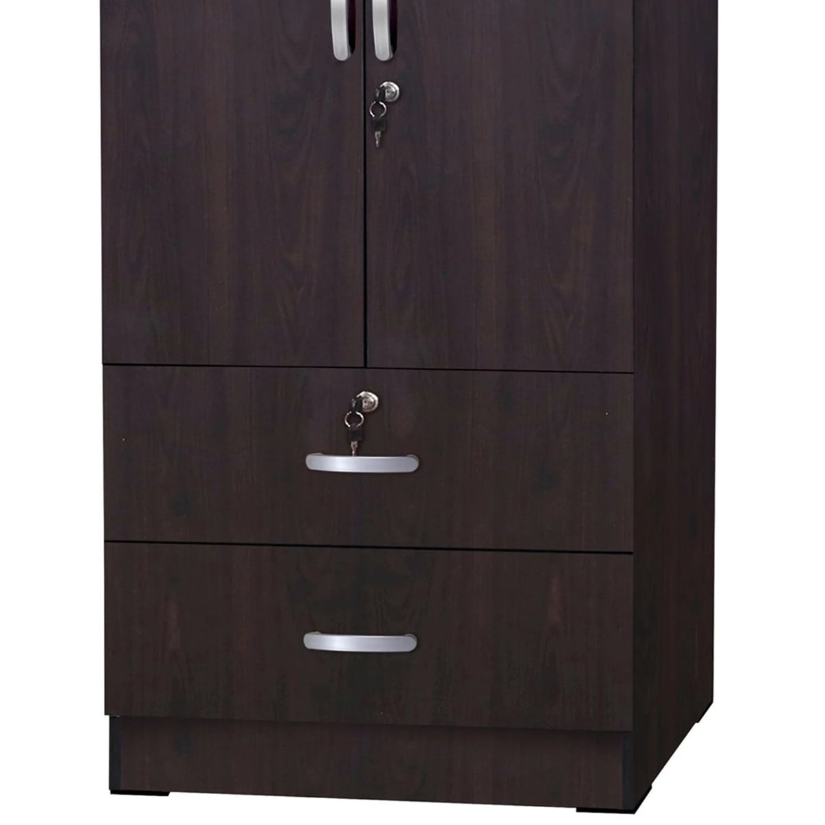 Wood 2-Door Wardrobe Armoire with 2-Drawers A810107