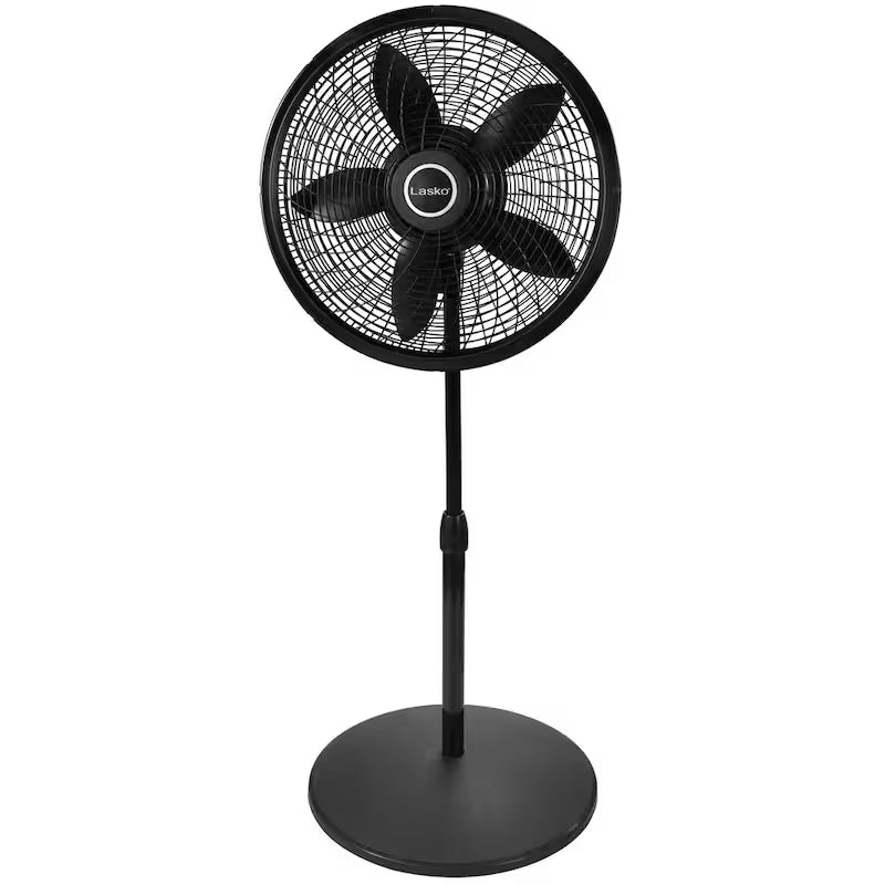 18 in. 3 Speed Oscillating Pedestal Fan with Adjustable Height in Black K1022