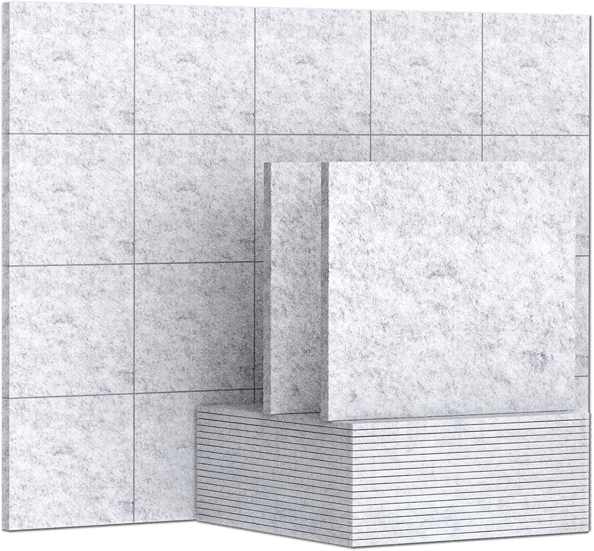 12 x 12 x 0.3 Inches Pack of 20 Sound Absorbing Panels Gray F26890