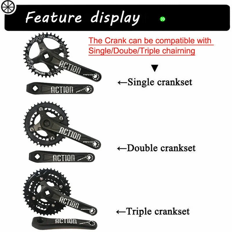Mountain Bike Crank 104 BCD 170mm Aluminum Alloy Cranks Arm with 4pcs Silver Chainring Bolts W282