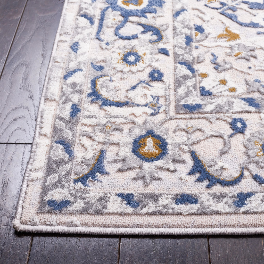 Light Grey Blue Oriental Area Rug 5'5" x 7'7" O55106