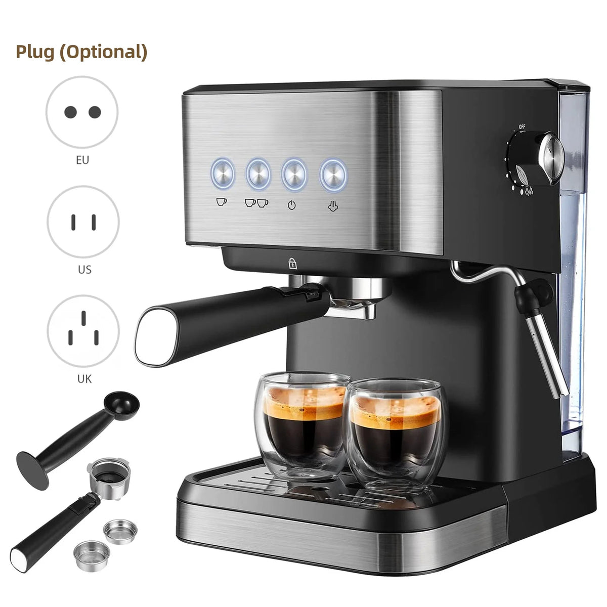15 Bar Espresso Coffee Maker with Frother Wand S757722