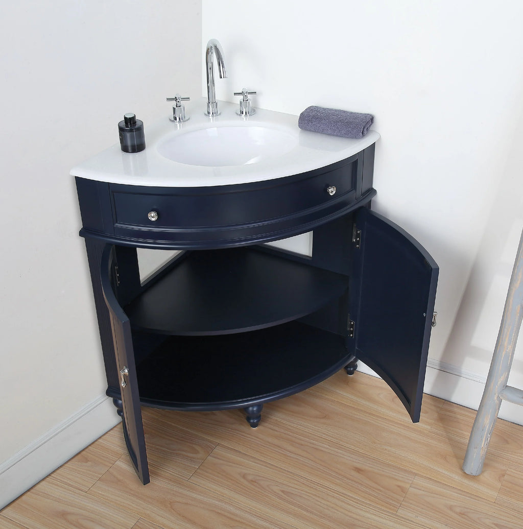 Dark Blue Corner Bathroom Vanity H626