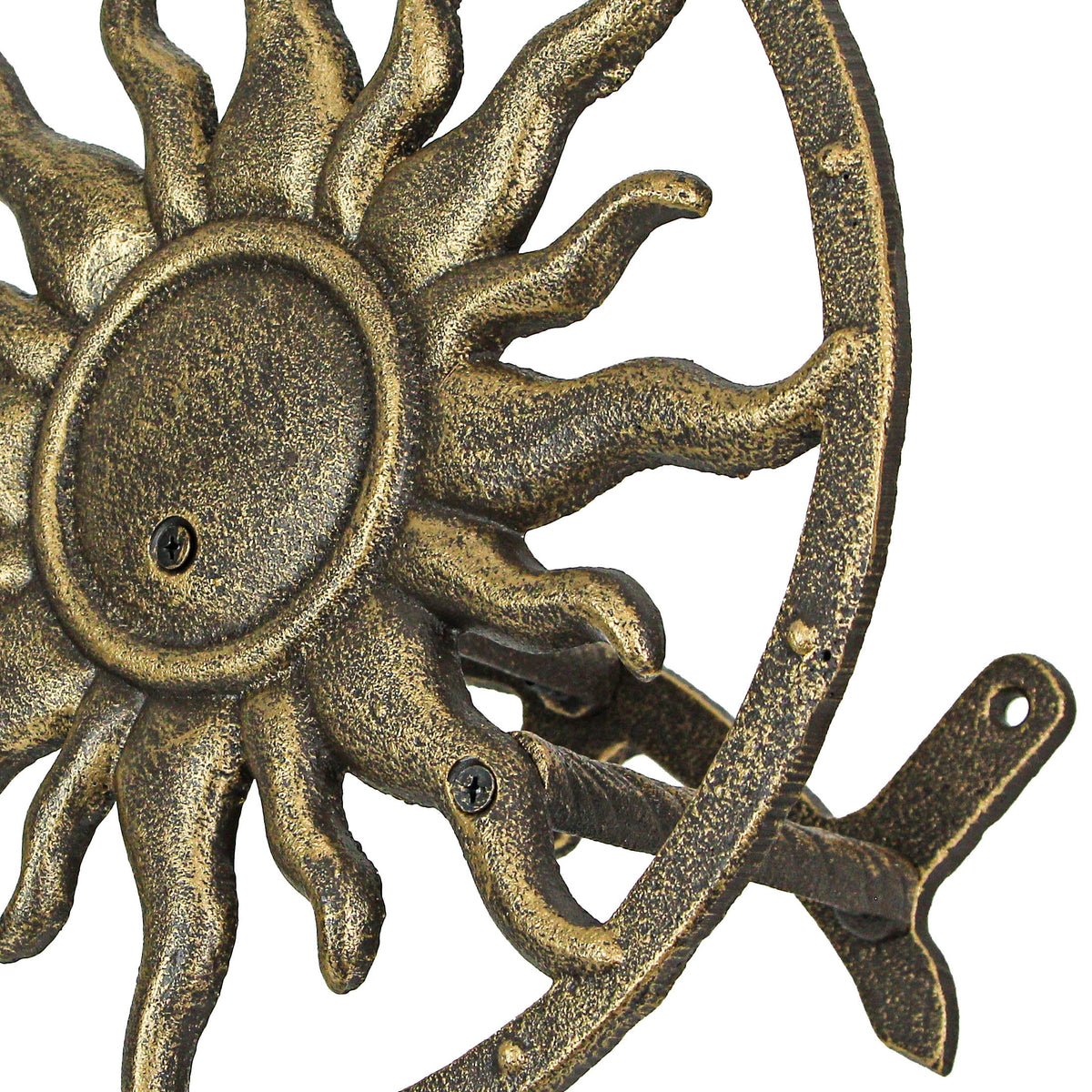 Bronze Cast Iron Sun Wall Mount Garden Hose Hanger X479