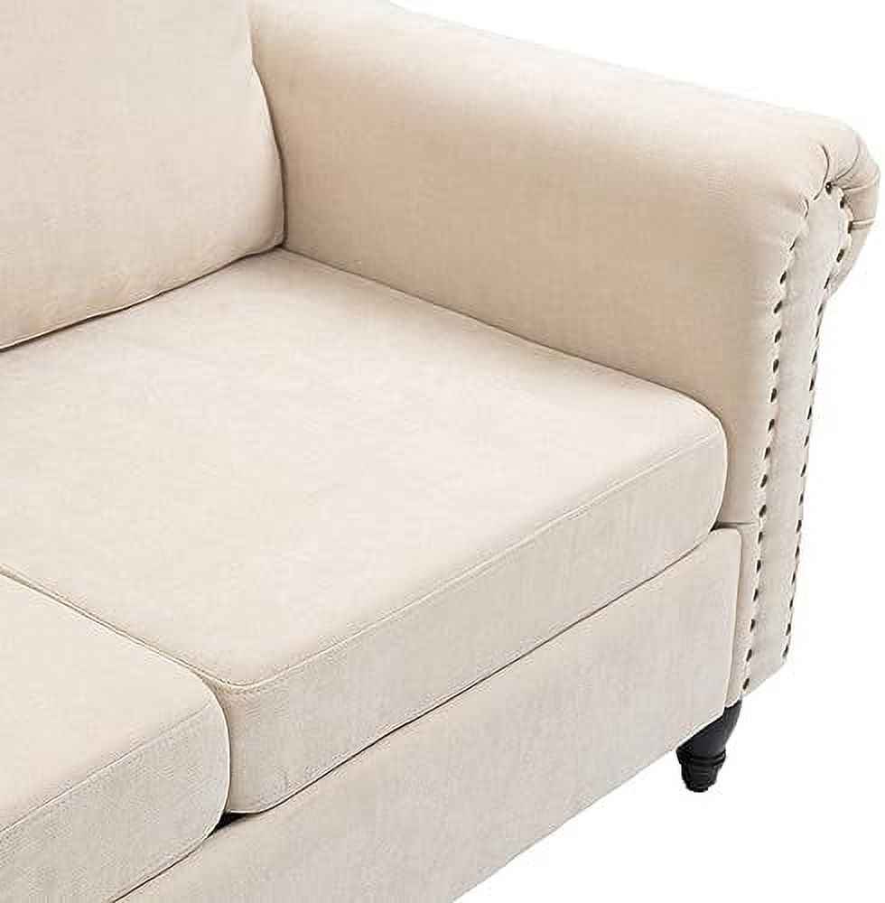 Chenille Fabric Loveseat Sofa with Solid Wood Legs Z667072