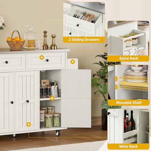 Black Kitchen Island on Wheels with Drop Leaf and Storage Cabinets Z5638