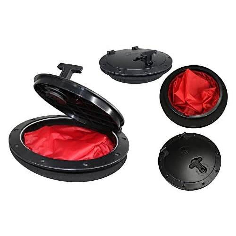 Black Plastic 6'' Waterproof Deck Plate Cover with Storage Bag Lock Design F88274