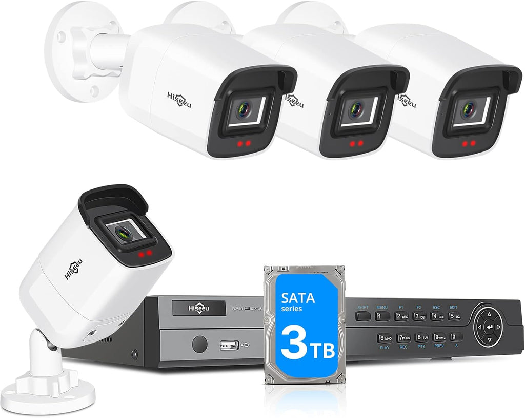 4K PoE 8CH 8MP NVR Security Camera System with 4Pcs Outdoor Bullet Cameras, 3TB Hard Drive, 100ft Night Vision, IP67 Waterproof Q391338