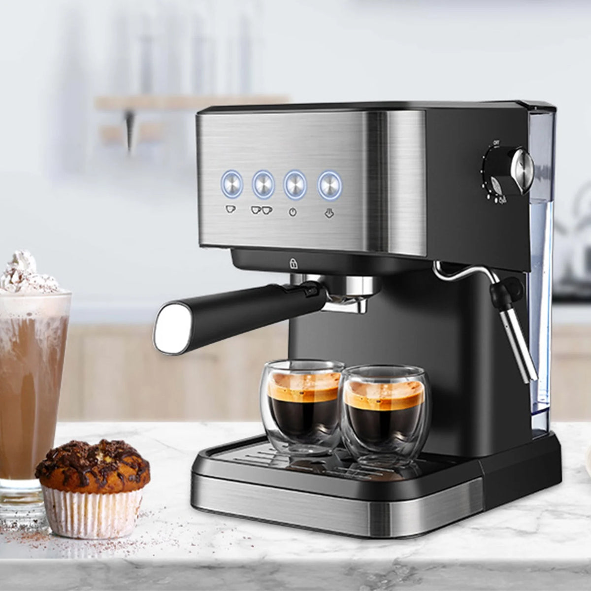 15 Bar Espresso Coffee Maker with Frother Wand S757722