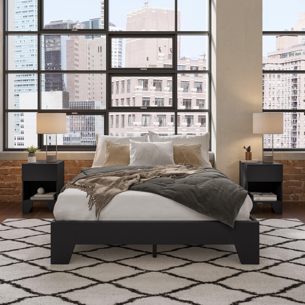 Black Full Platform Bed Frame E327