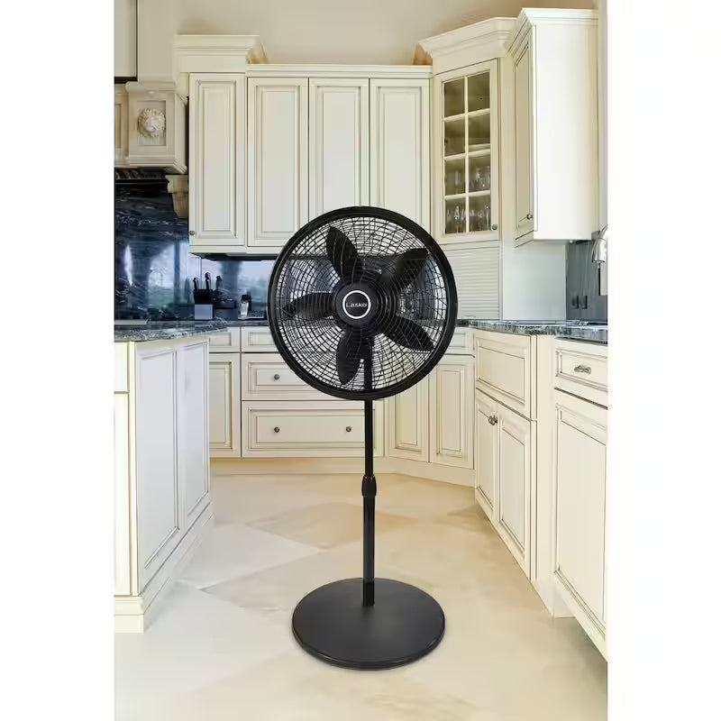 18 in. 3 Speed Oscillating Pedestal Fan with Adjustable Height in Black K1022