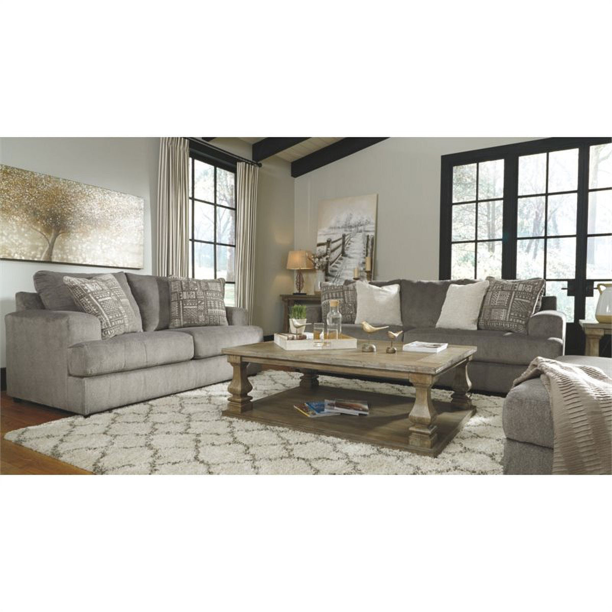 Ash Gray Microfiber Fabric Loveseat R7337