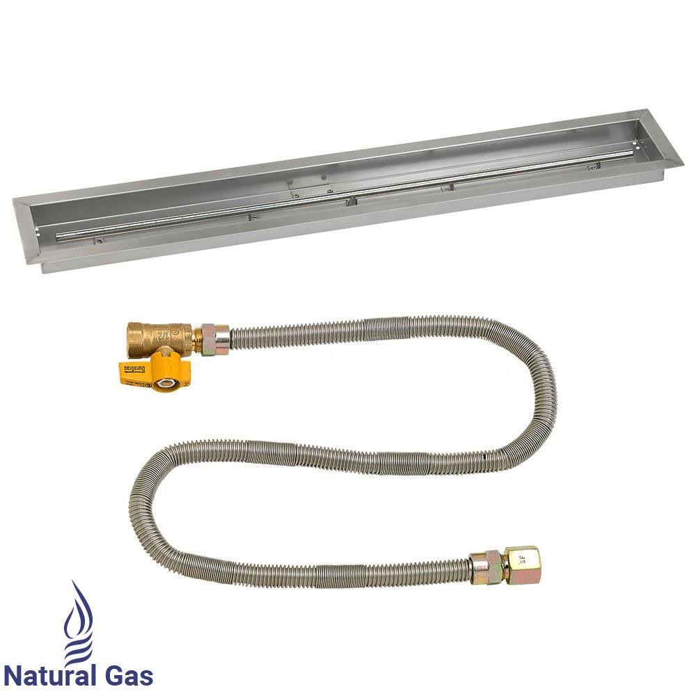 48x22 Linear Stainless Steel Drop-in Fire Pit Pan with Spark Ignition Kit F74516