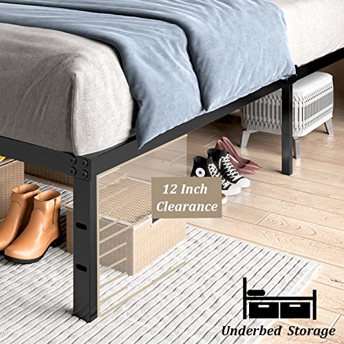 Twin Size Heavy Duty Metal Platform Bed Frame with Storage Space, 14 Inches H469