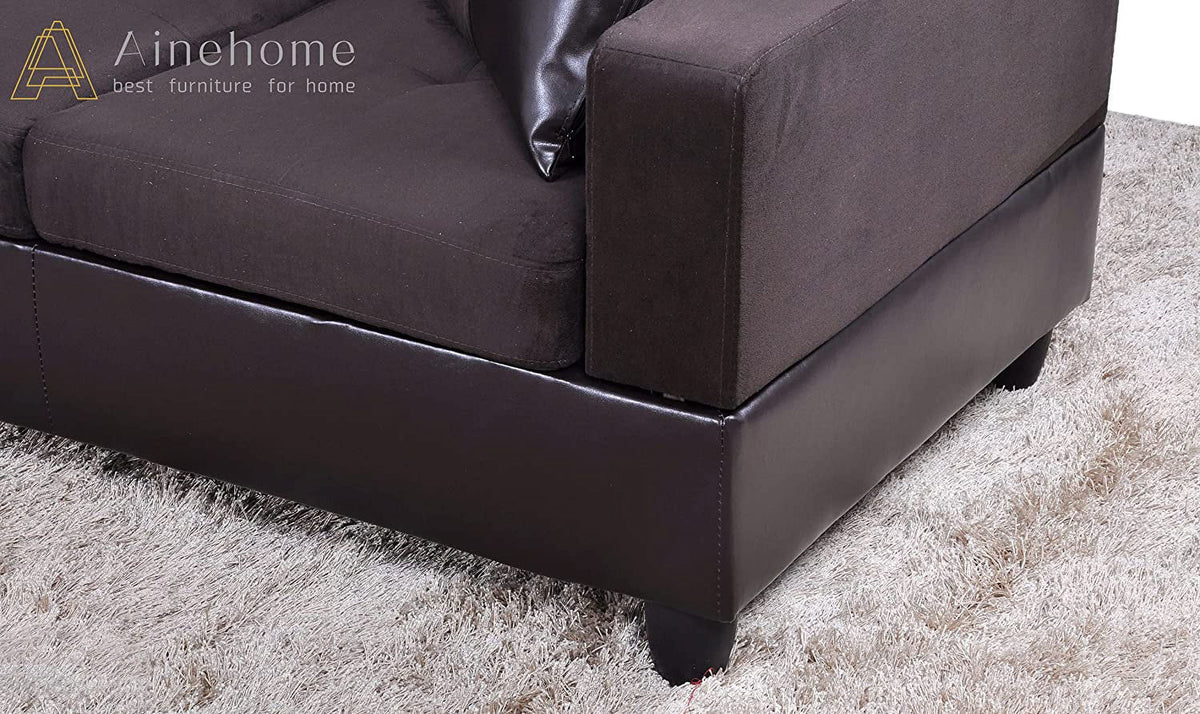 3 PCS L-Shaped Sectional Sofa Set with Storage Ottoman and Pillows Y67956