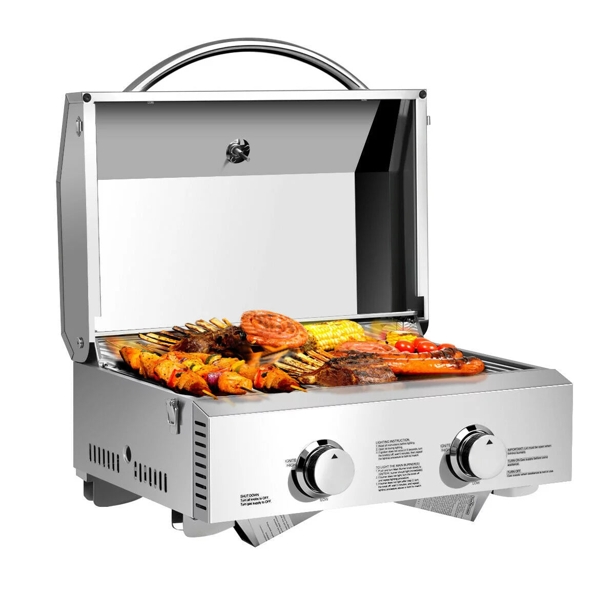 2 Burner Portable Propane Gas Grill Stainless Steel E6072
