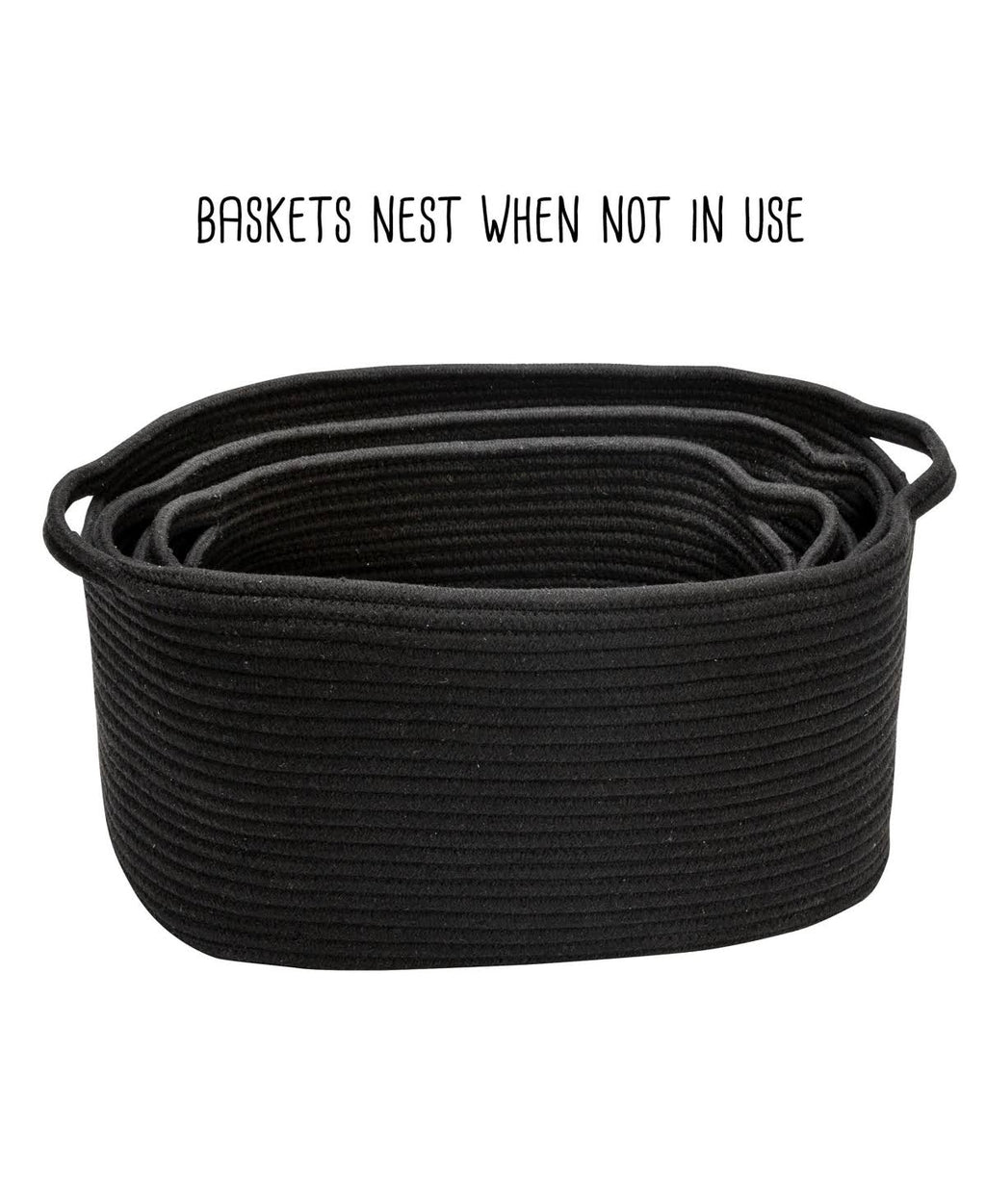 Black Cotton Coil Baskets Set of 3 V682836