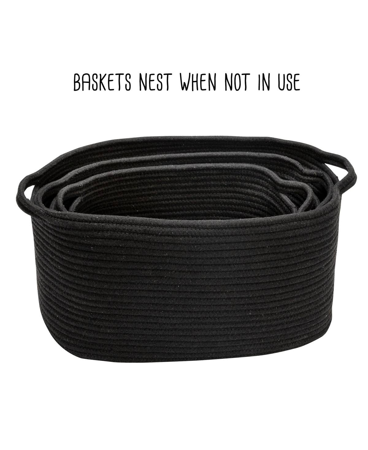 Black Cotton Coil Baskets Set of 3 V682836