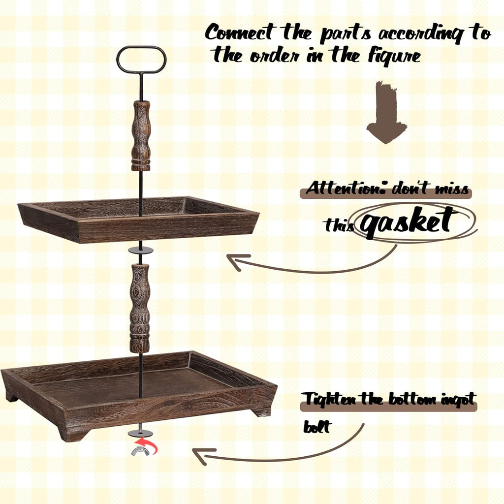 Two Tiered Wood Tray S108511