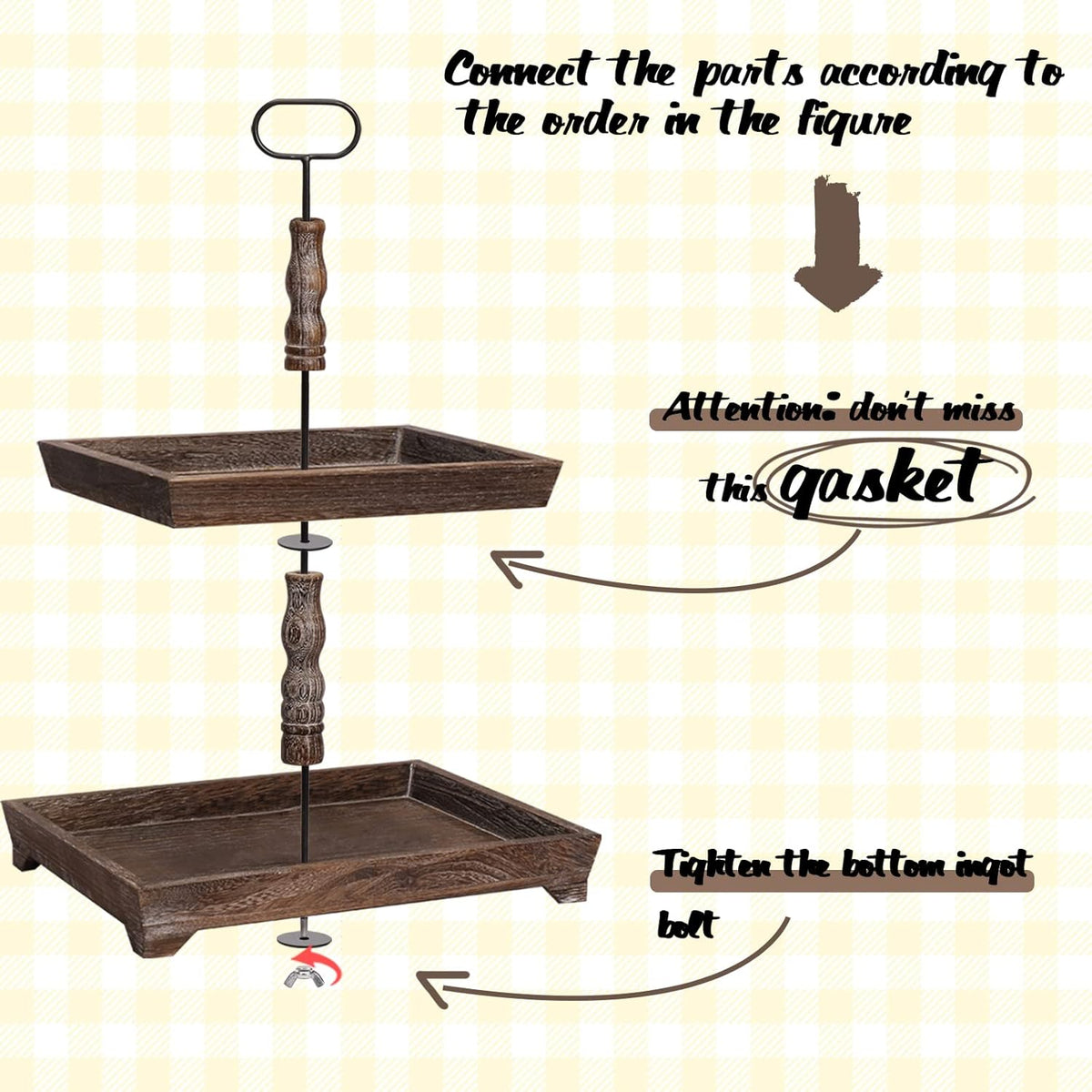 Two Tiered Wood Tray S108511