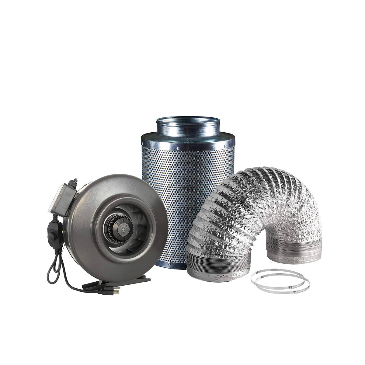 4-Inch Centrifugal Inline Duct Fan with Carbon Filter and Aluminum Ducting L198217