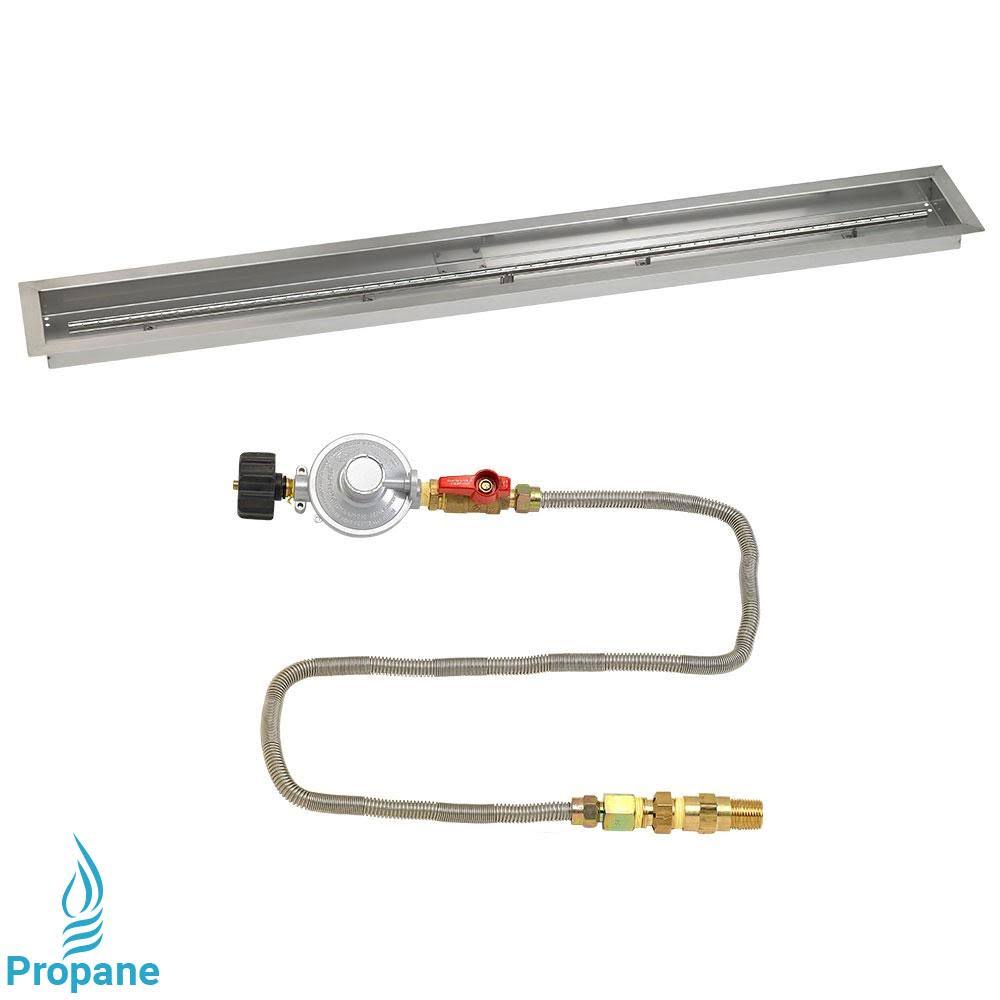48x22 Linear Stainless Steel Drop-in Fire Pit Pan with Spark Ignition Kit F74516