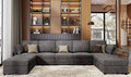Dark Grey 9 Seat Modular Sectional Sofa with Ottomans V17583