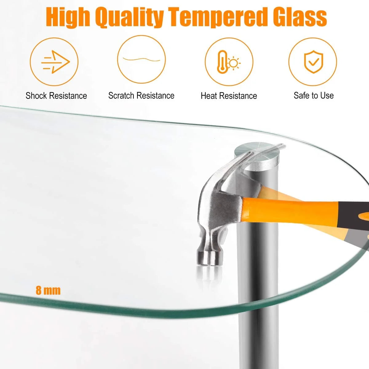 3-Tier Glass Liquor Bar Cabinet with Tempered Glass Counter Top Z474
