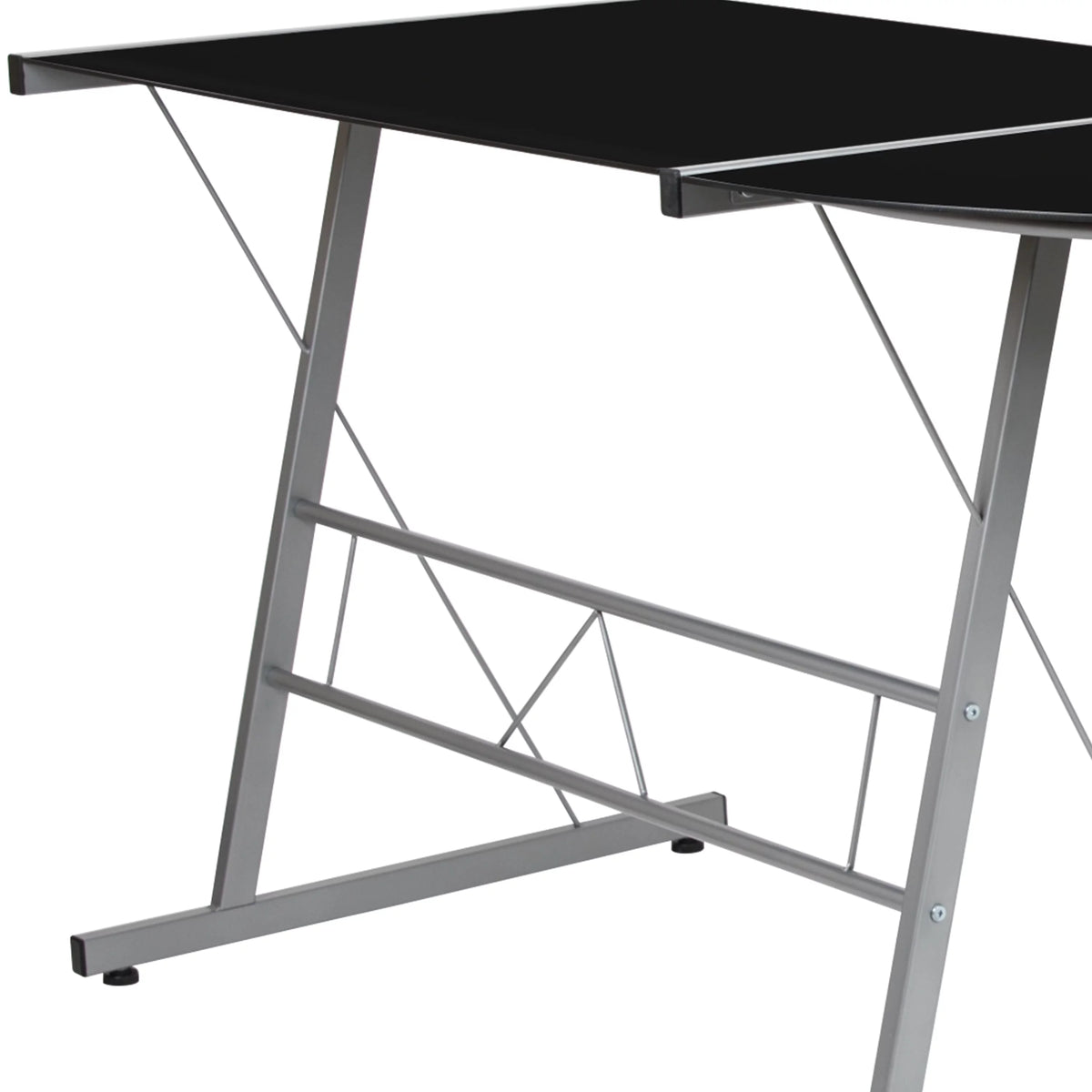 L-Shaped Gaming Desk with Black Tempered Glass Top Z49132