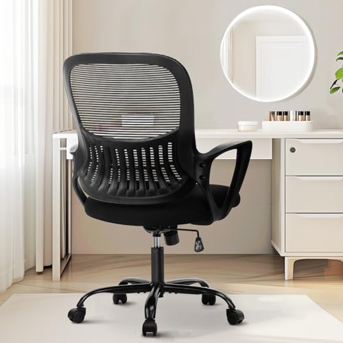 Black Ergonomic Mid-Back Mesh Swivel Office Chair L9874