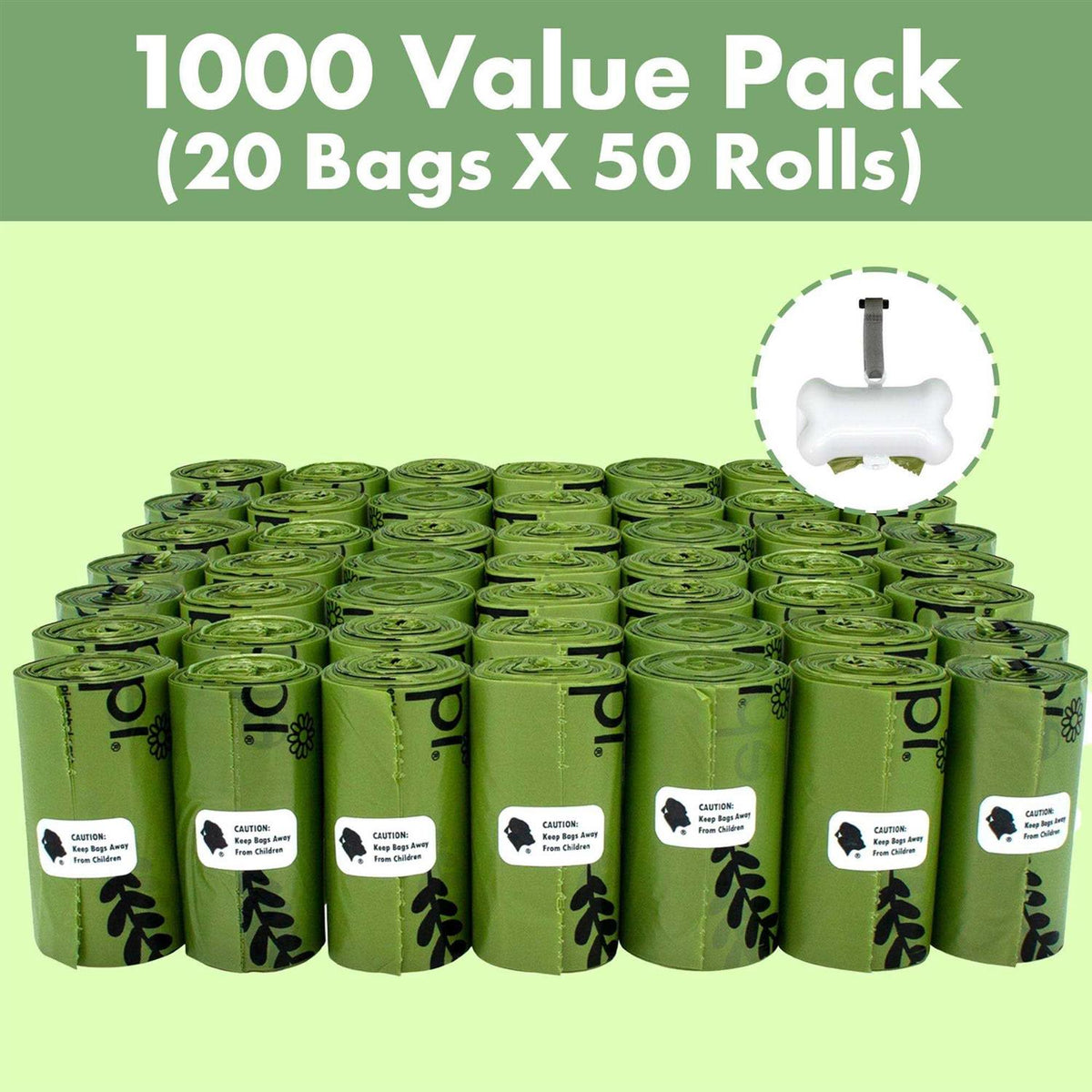 Dog Poop Waste Bags with Dispenser and Leash Tie G1809