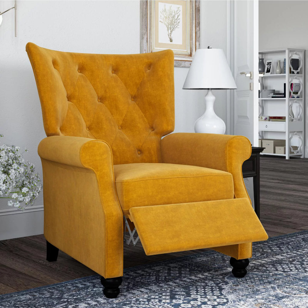 Navy Blue Velvet Push Back Recliner H3961