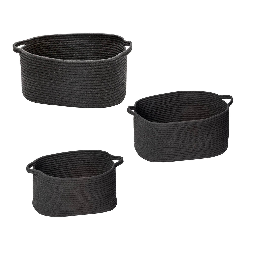 Black Cotton Coil Baskets Set of 3 V682836