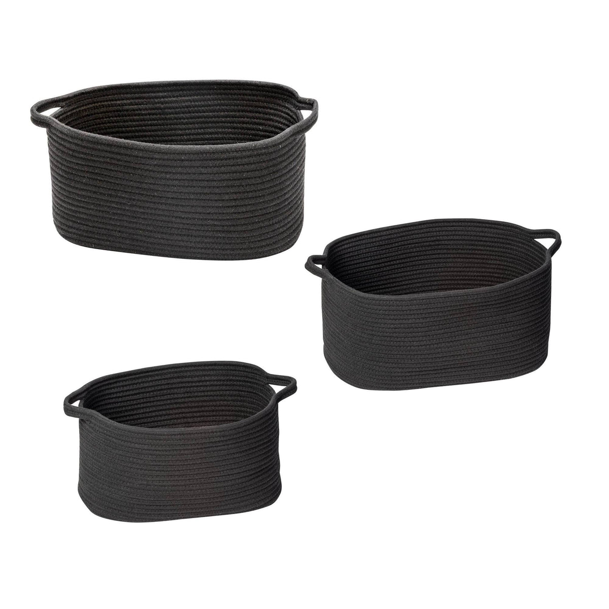 Black Cotton Coil Baskets Set of 3 V682836