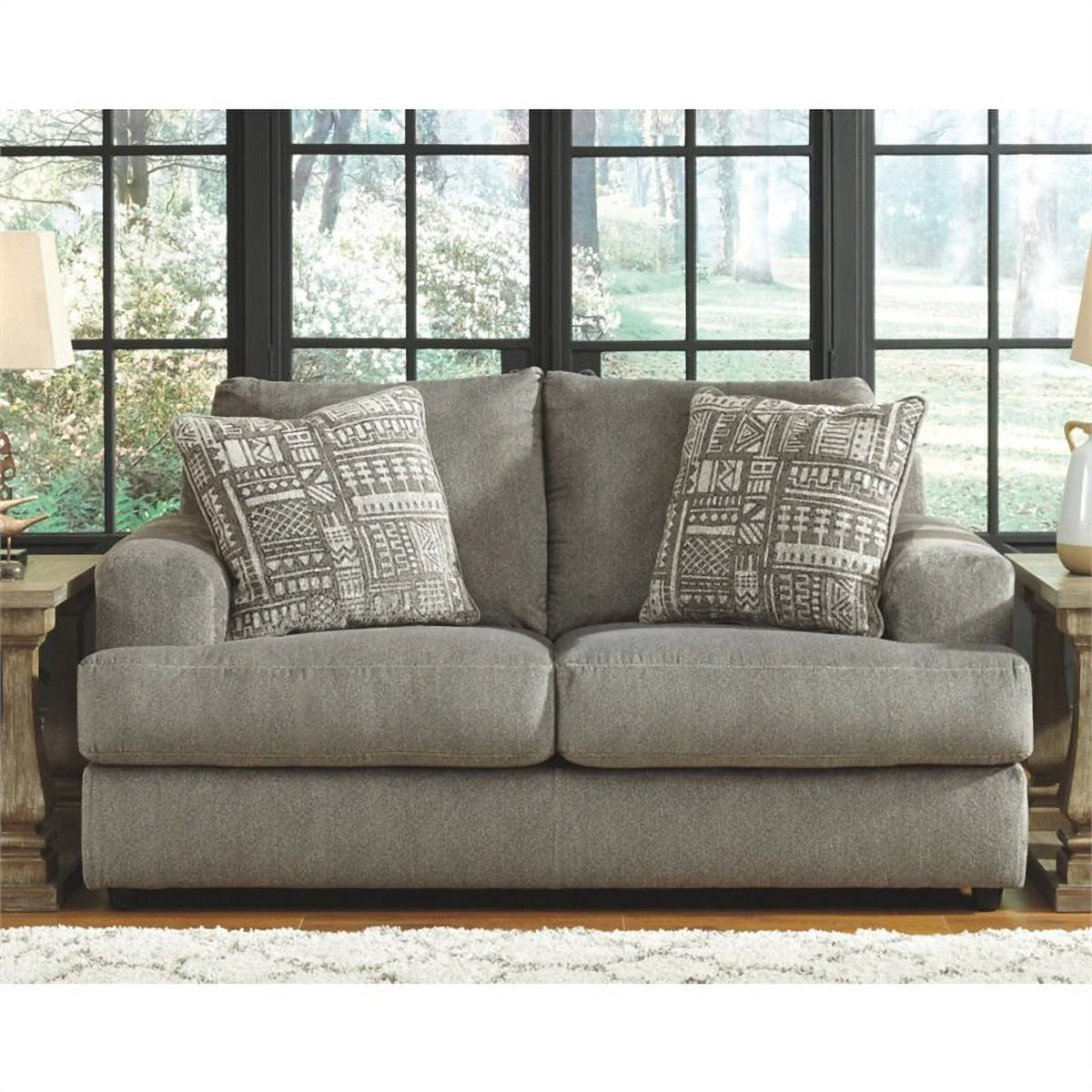 Ash Gray Microfiber Fabric Loveseat R7337