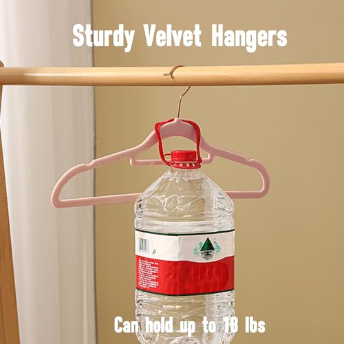Pink Velvet Hangers 50 Pack 16.5 in with Tie Bar H446