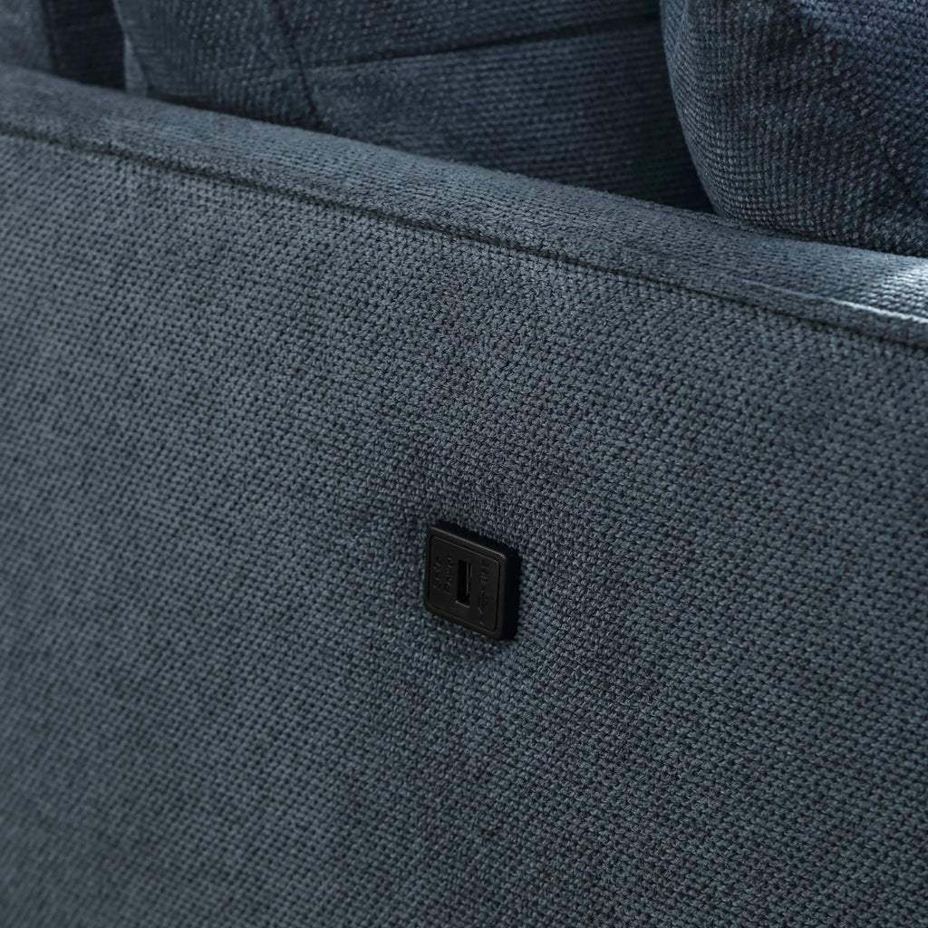 Blue Sofa with Two Pillows and USB Charge Port S74838