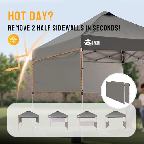 10x10 Pop up Canopy Tent with 2 Half Sidewalls and STO 'N Go Bag F226