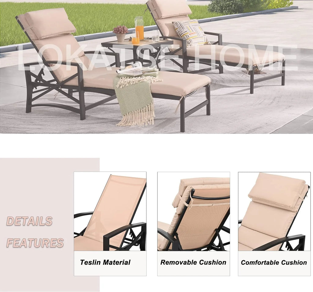 2 Piece Patio Chaise Lounge Chair Set with Cushions V568
