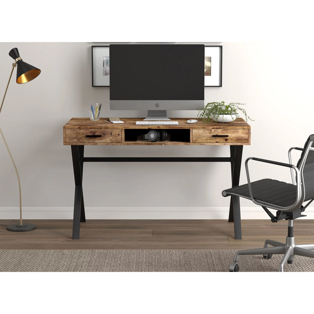 47"L 2-Drawers 1-Shelf Metal Computer Desk Q88021