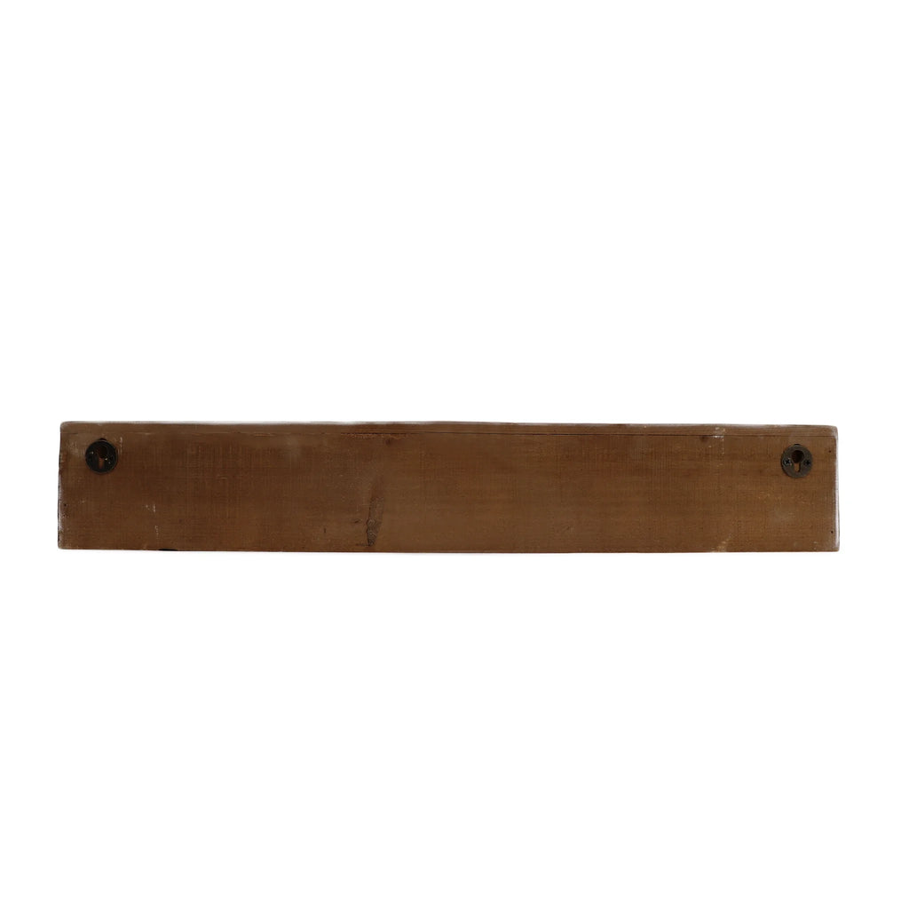 Hand-Carved Wooden Floral-Patterned Floating Wall Shelf W134