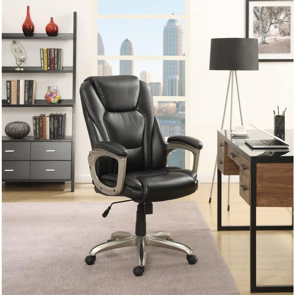 Black Bonded Leather Office Chair with Memory Foam F4481