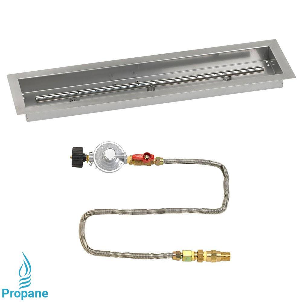 48x22 Linear Stainless Steel Drop-in Fire Pit Pan with Spark Ignition Kit F74516