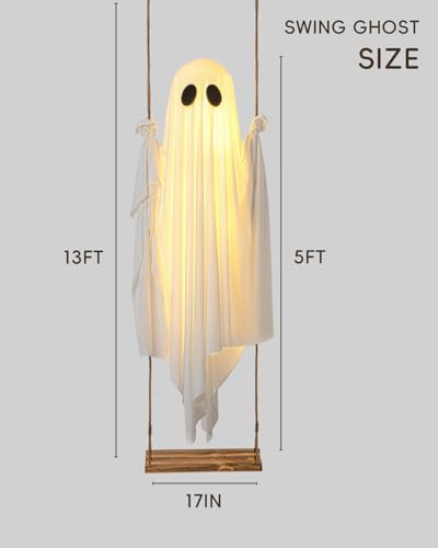 Hanging Swing Ghost Halloween Decorations with String Lights H21047