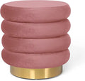 Pink Velvet Round Ottoman Stool M34711