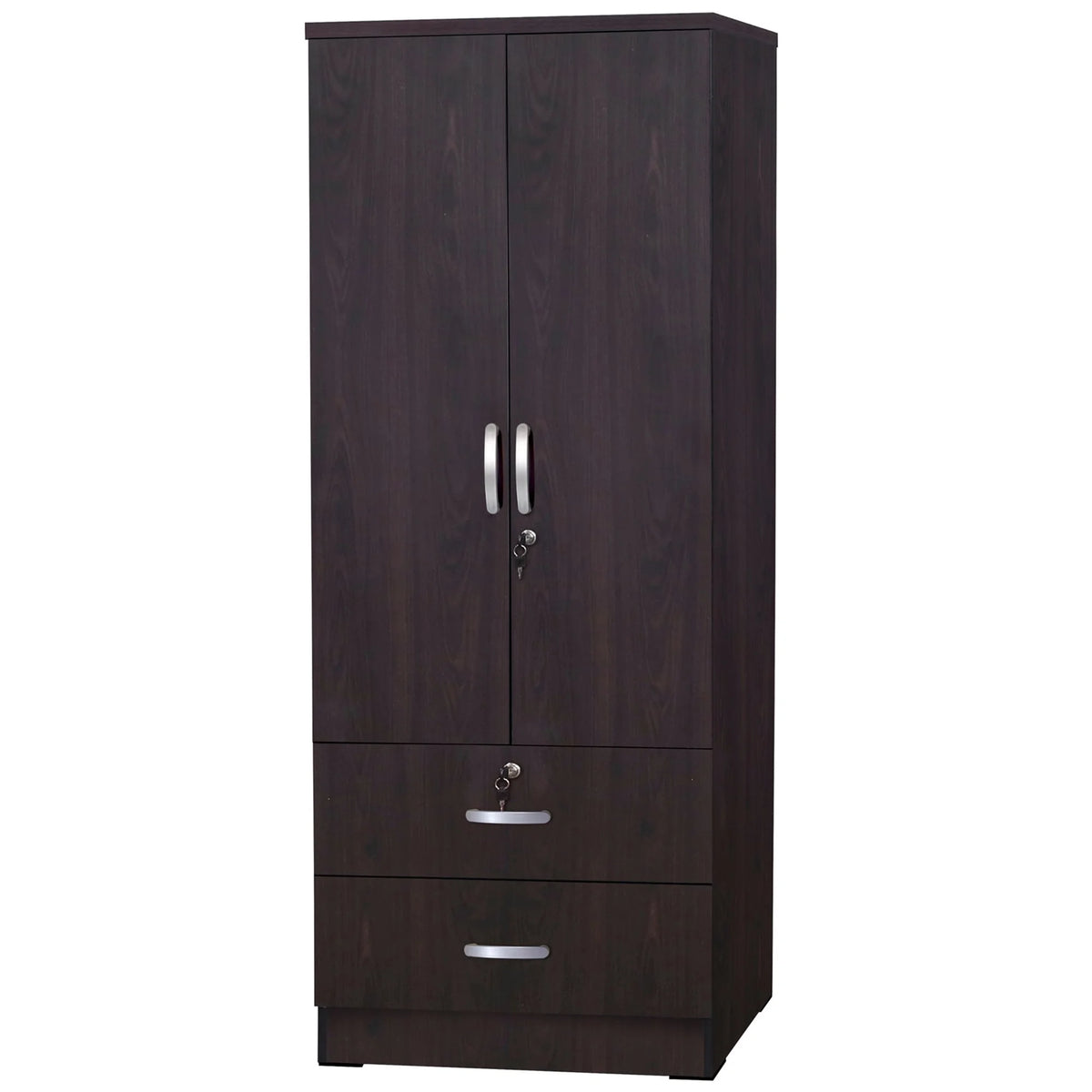 Wood 2-Door Wardrobe Armoire with 2-Drawers A810107