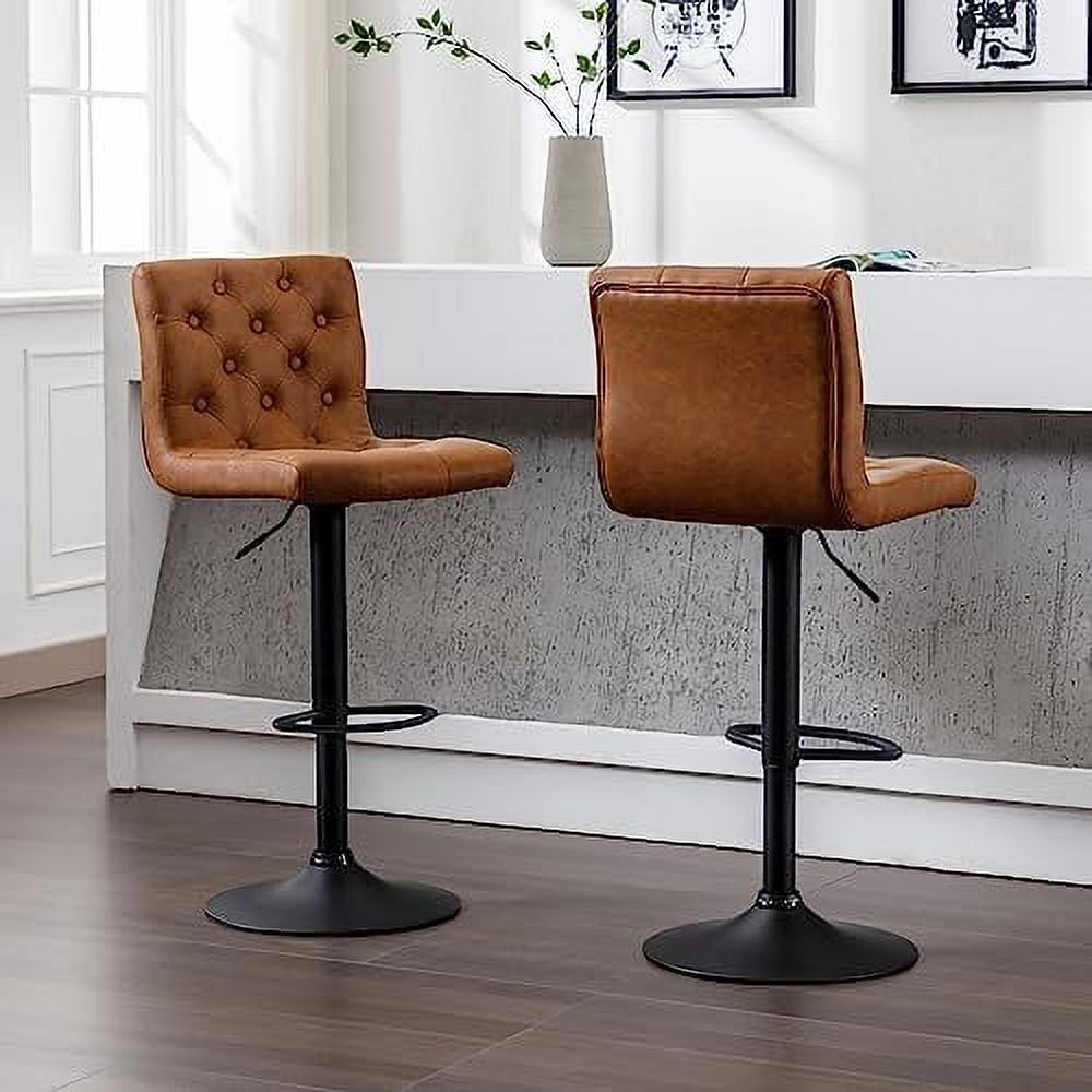 Grey Faux Leather Swivel Counter Height Stools with Footrest Q216