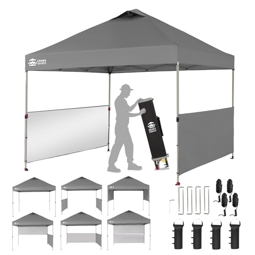 10x10 Pop up Canopy Tent with 2 Half Sidewalls and STO 'N Go Bag F226