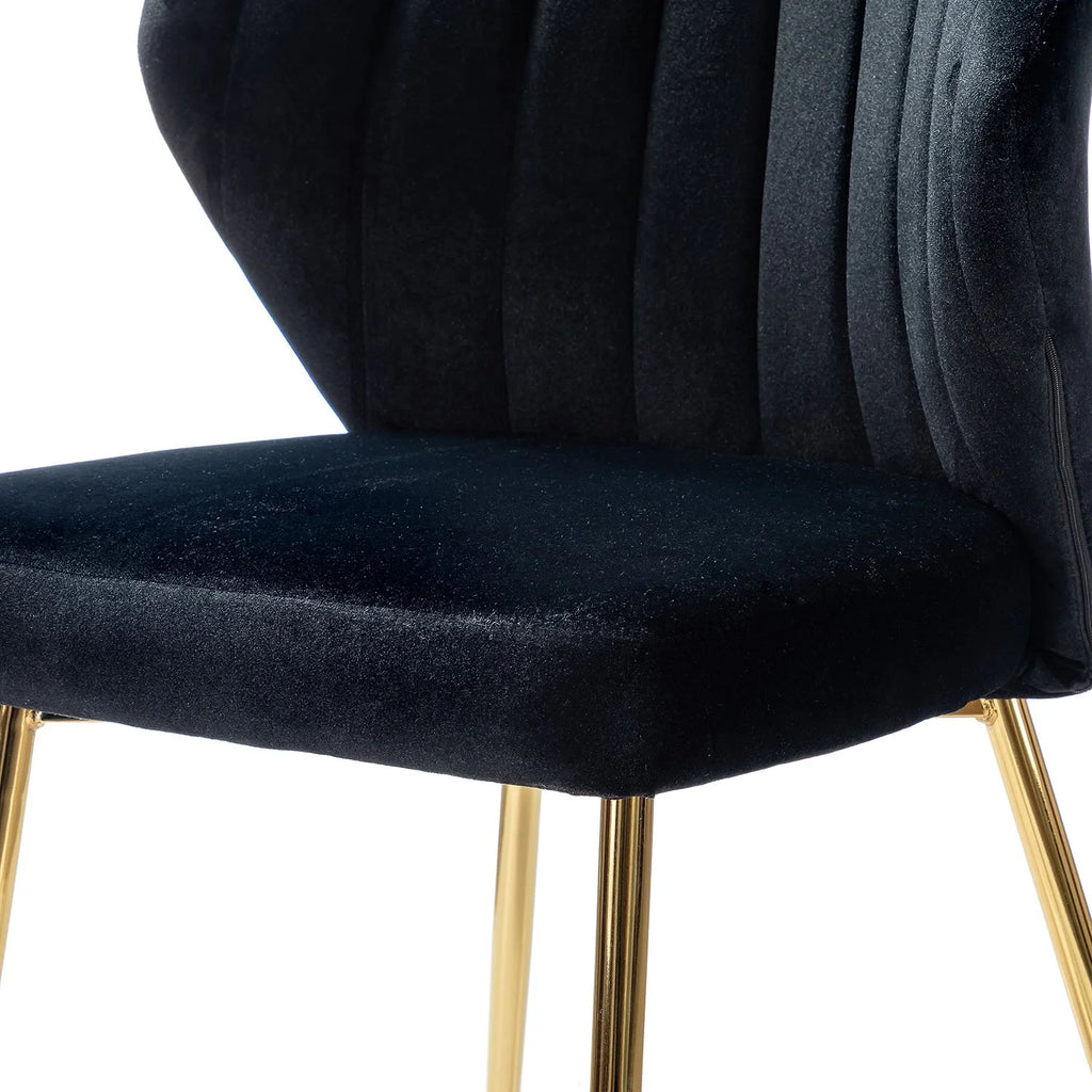 Black Velvet Upholstered Wingback Dining Chairs Set of 4 with Metal Legs S774645